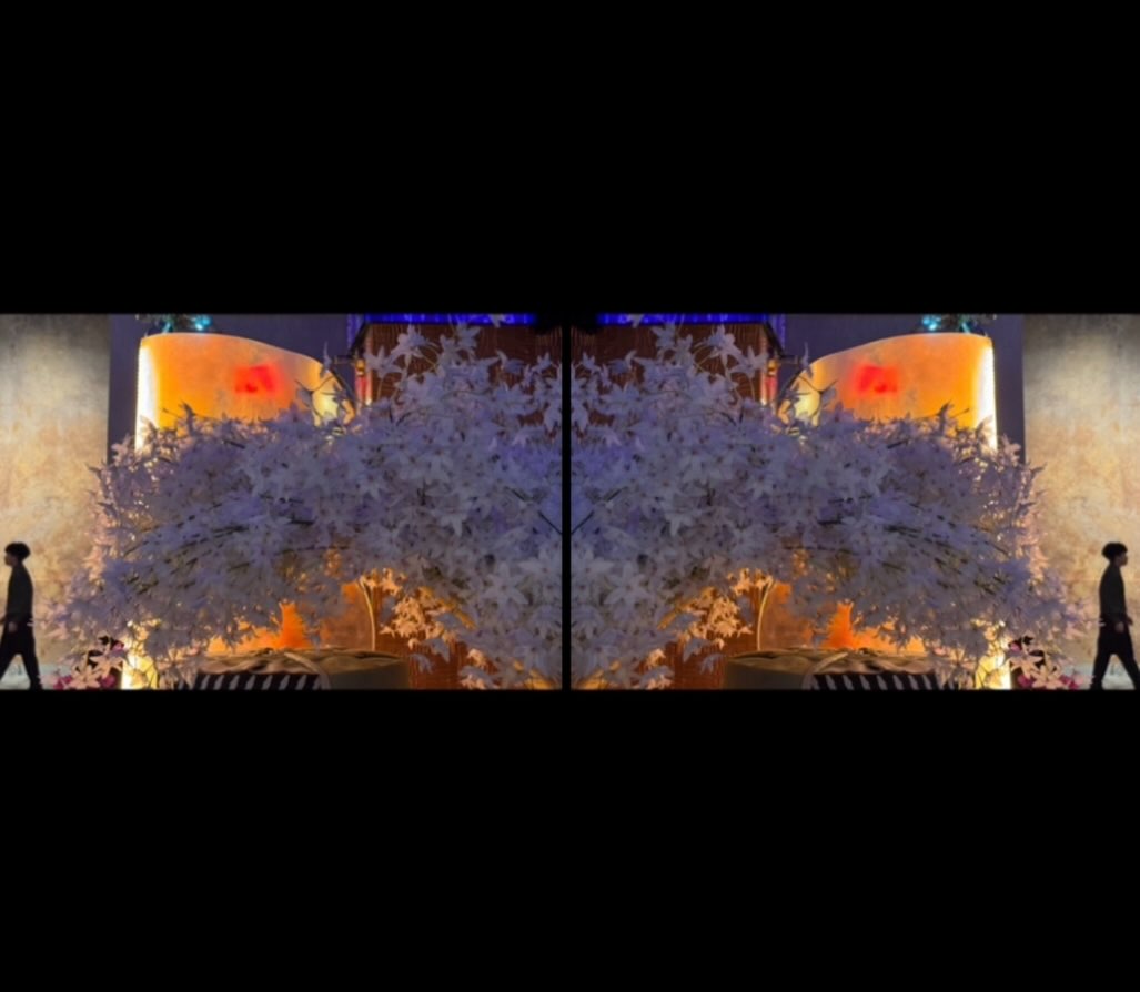 Mirrored flowering tree diptych